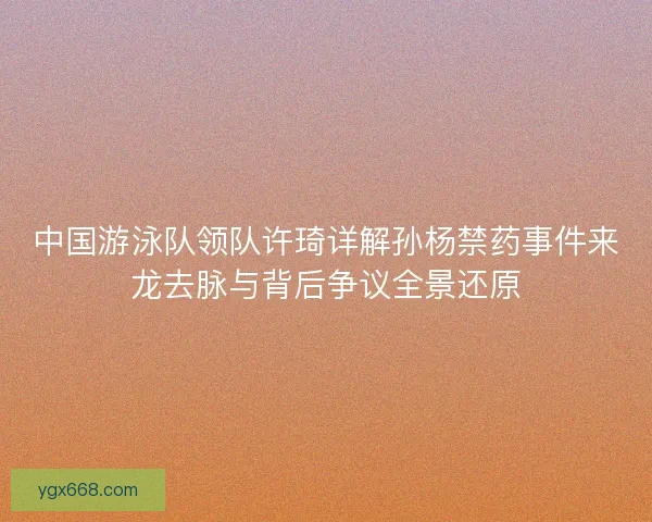 中国游泳队领队许琦详解孙杨禁药事件来龙去脉与背后争议全景还原