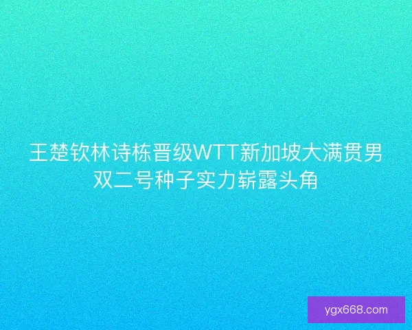 王楚钦林诗栋晋级WTT新加坡大满贯男双二号种子实力崭露头角