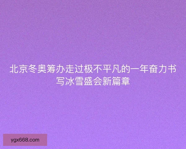 北京冬奥筹办走过极不平凡的一年奋力书写冰雪盛会新篇章